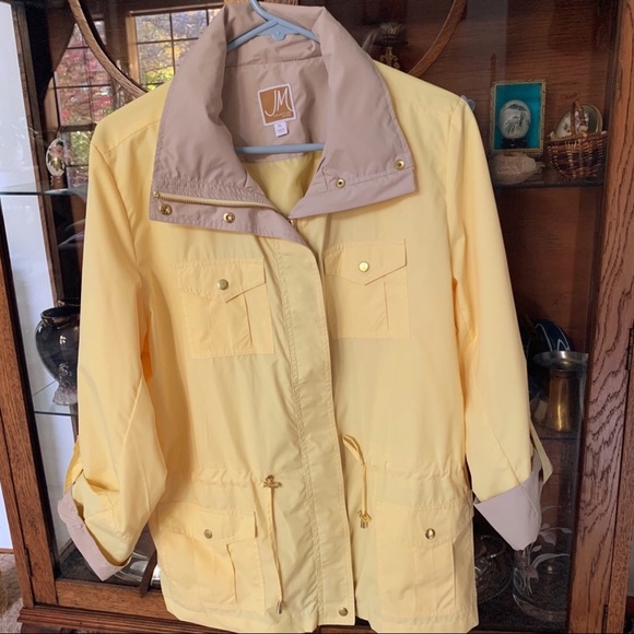 JM Collection Macys Jackets & Blazers - JM Collection Macys Yellow Windbreaker Hidden Hood